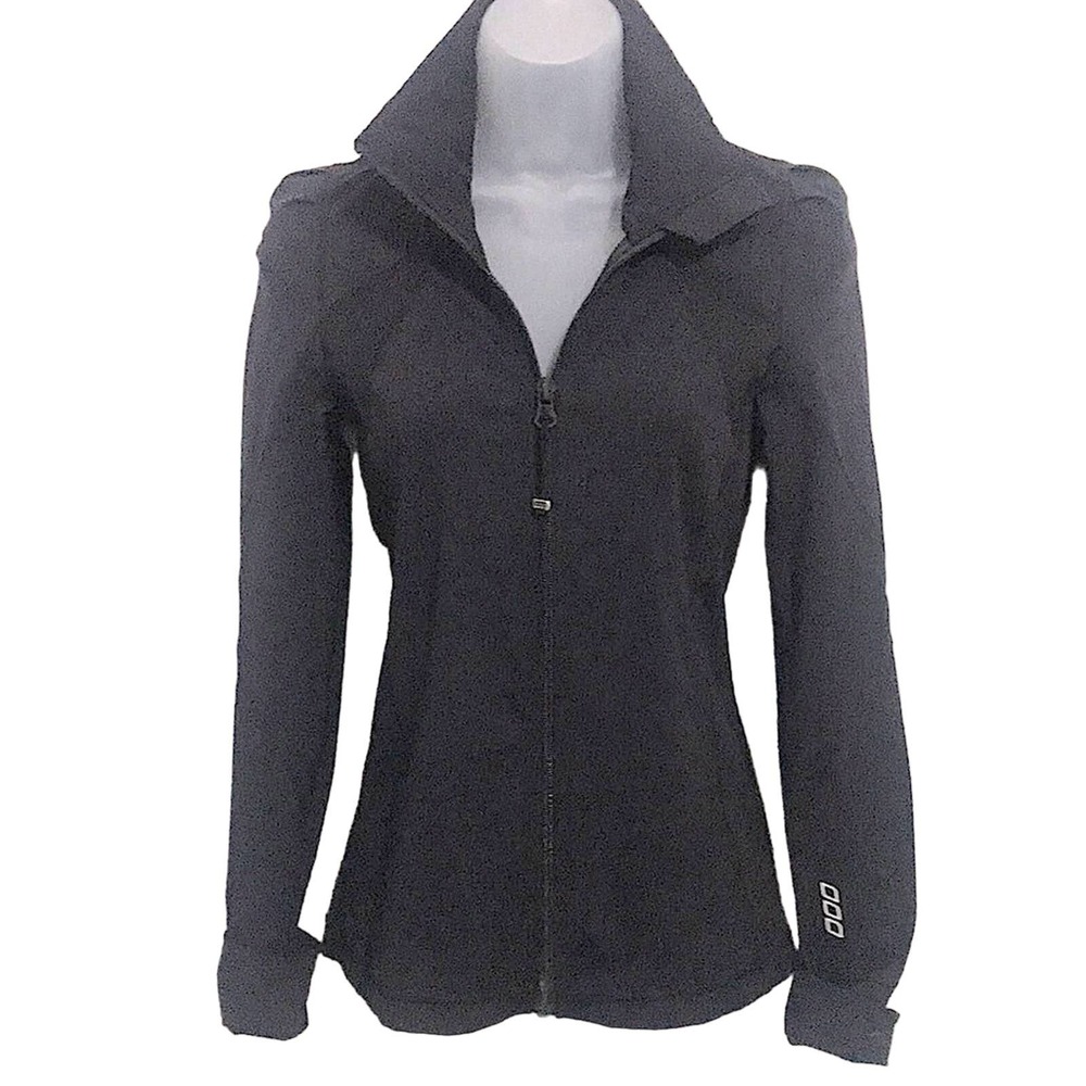 Lorna Jane LJ Black Premium Mesh Panel Full Zip Fitted Jacket Thumb holes sz XS